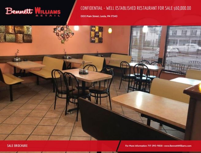 CONFIDENTIAL - WELL ESTABLISHED RESTAURANT FOR SALE